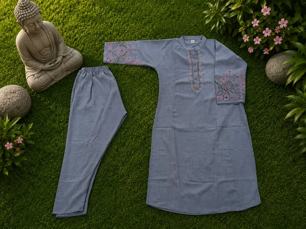 Grey_Cotton_Kurti_Pant_Set_For_Women