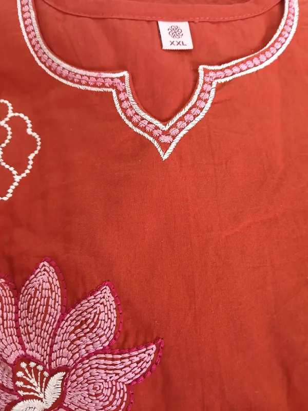 Red_Cotton_Kurti_Pant_Set_For_Women