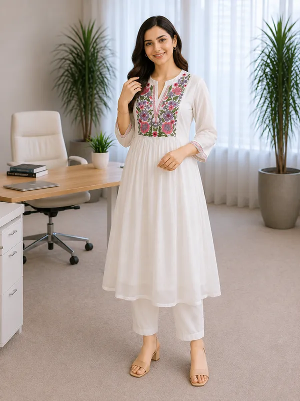 White_Cotton_Floral_Kurti_For_Women