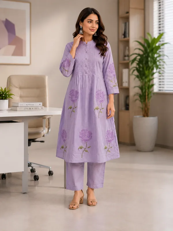 Purple_Cotton_Kurti_Set_For_Women