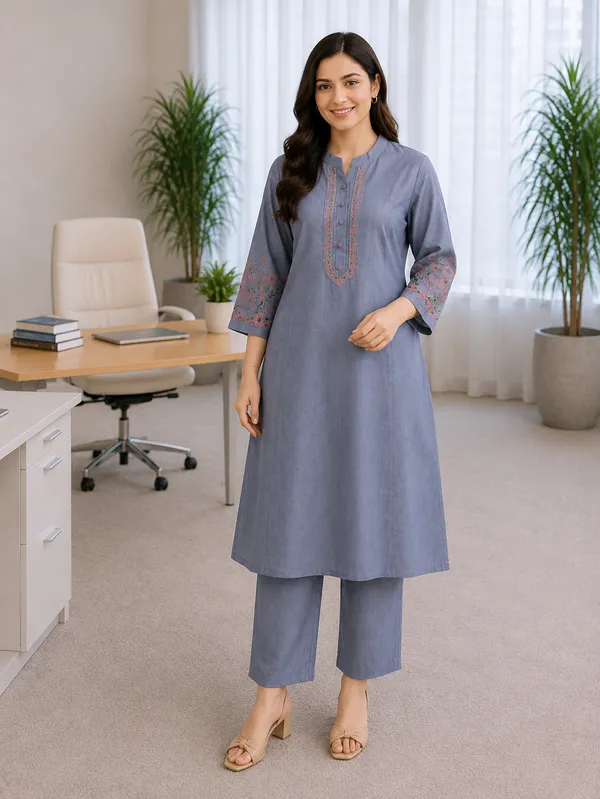 Grey_Cotton_Kurti_Pant_Set_For_Women