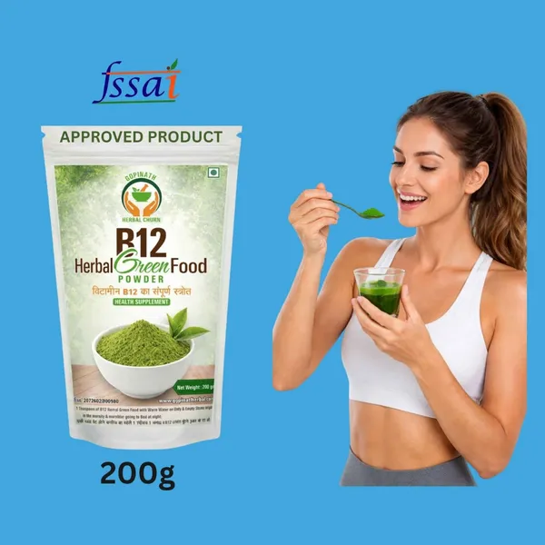 B12_Herbal_Green_Food_Powder_-_Natural_Nutritional_Supplement_(200G)_&_Herbal_Churn_-_Natural_Health_Supplement_For_Natural_Ayurvedic_Laxative_for_Constipation_Relief_|_Plant-Based_Herbal_Supplement,_Boosts_Energy_&_Digestion_&_Acidity_For_Men_&_WomeAnd_(200G)_(Combo_of_2)