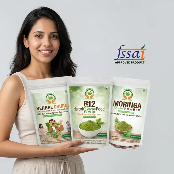 HERBAL_CHURN-MORINGA-B12_Green_Food_Powder_100gm__Pack_of_3_Natural_Ayurvedic_Laxative_for_Constipation_Relief_|_Plant-Based_Herbal_Supplement,_Boosts_Energy_&_Digestion_Plant_Based_Vitamin_B12_Supplement_(HERBAL_B12GreenFood_Powder)_|_Vitamin_B1,_B2,_B3,_B6,_B9,C_&_A_|_Boost_Energy_Level,_Good_For_Digestion_&_Stress_Moringa_Powder_From_Pure_Drumstick_Leaves_|_Gives_Natural_Energy_&_Nutrients_For_Men_&_Women.