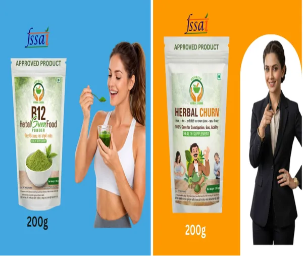 B12_Herbal_Green_Food_Powder_-_Natural_Nutritional_Supplement_(200G)_&_Herbal_Churn_-_Natural_Health_Supplement_For_Natural_Ayurvedic_Laxative_for_Constipation_Relief_|_Plant-Based_Herbal_Supplement,_Boosts_Energy_&_Digestion_&_Acidity_For_Men_&_WomeAnd_(200G)_(Combo_of_2)