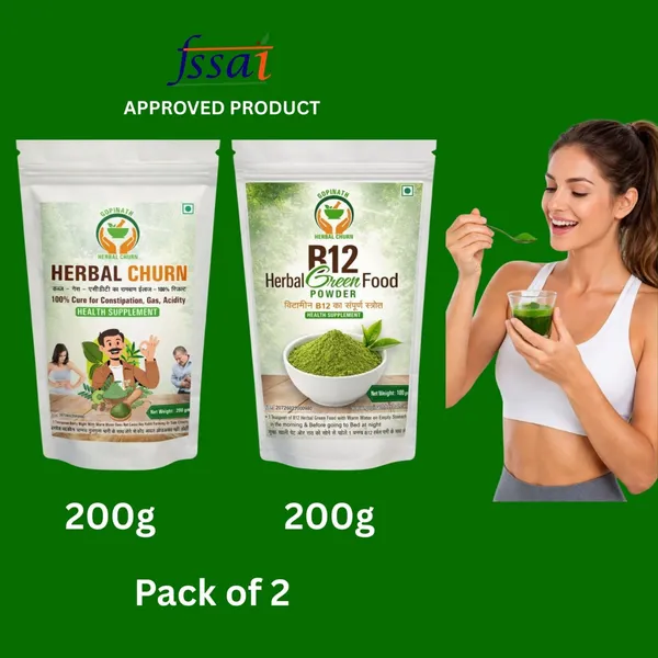 HERBAL_Churna_Powder,_200g_,_HERBAL_B12_Green_Food_Powder,200g_Natural_Ayurvedic_Laxative_for_Constipation_Relief_|_Plant-Based_Herbal_Supplement,_Boosts_Energy_&_Digestion_|_Plant_Based_Vitamin_B12_Supplement_(HERBAL_B12GreenFood_Powder)_|_Vitamin_B1,_B2,_B3,_B6,_B9,C_&_A_|_Boost_Energy_Level,_Good_For_Digestion_&_Stress,_For_Men_&_Women_Combo_400gm