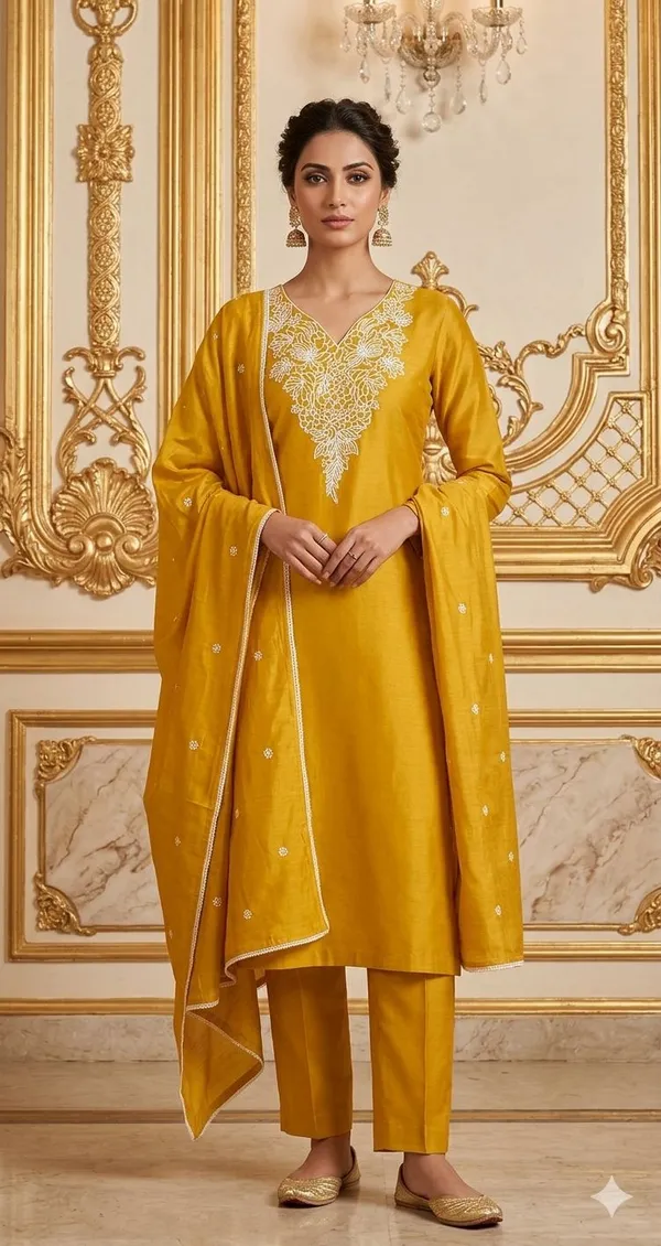 Yellow_Roman_Silk_Festive_Kurti_Dupatta_For_Women