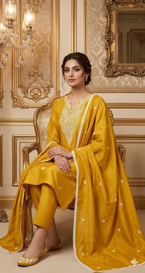 Yellow_Roman_Silk_Festive_Kurti_Dupatta_For_Women