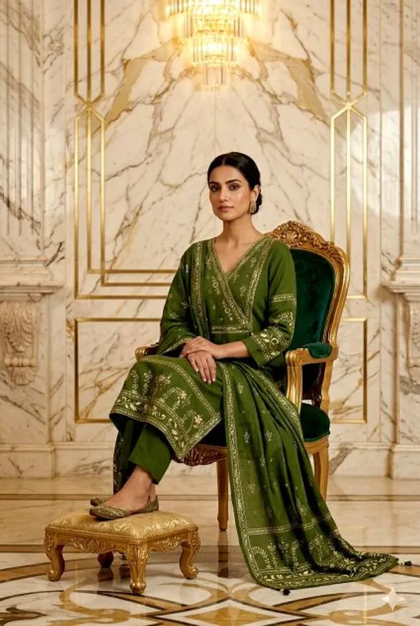 Green_Cotton_Embroidered_Kurti_Dupatta_For_Women