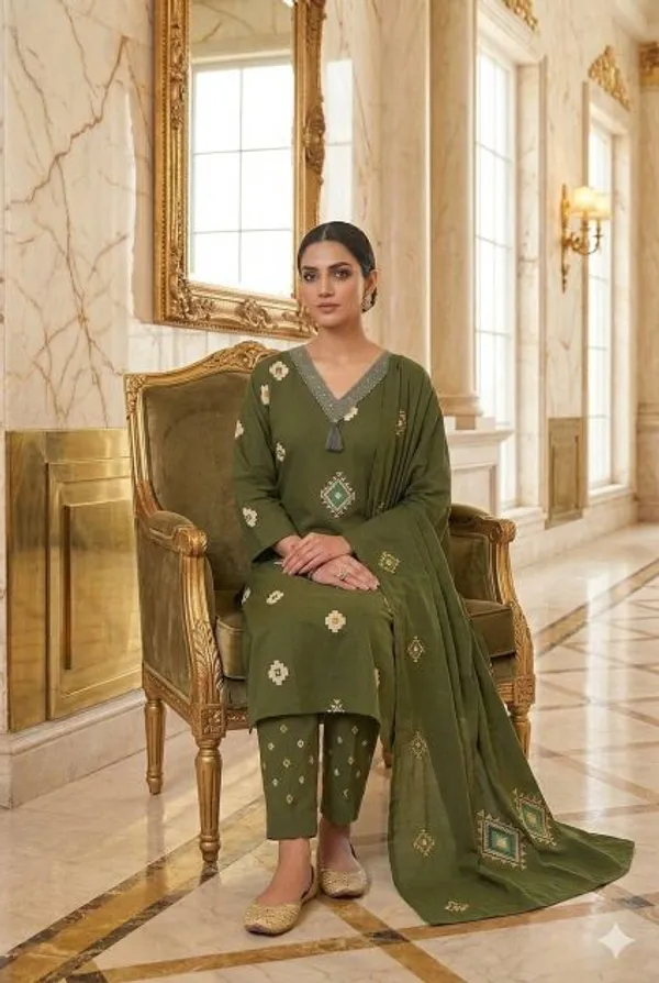 Green_Cotton_Straight_Kurti_With_Dupatta_For_Women