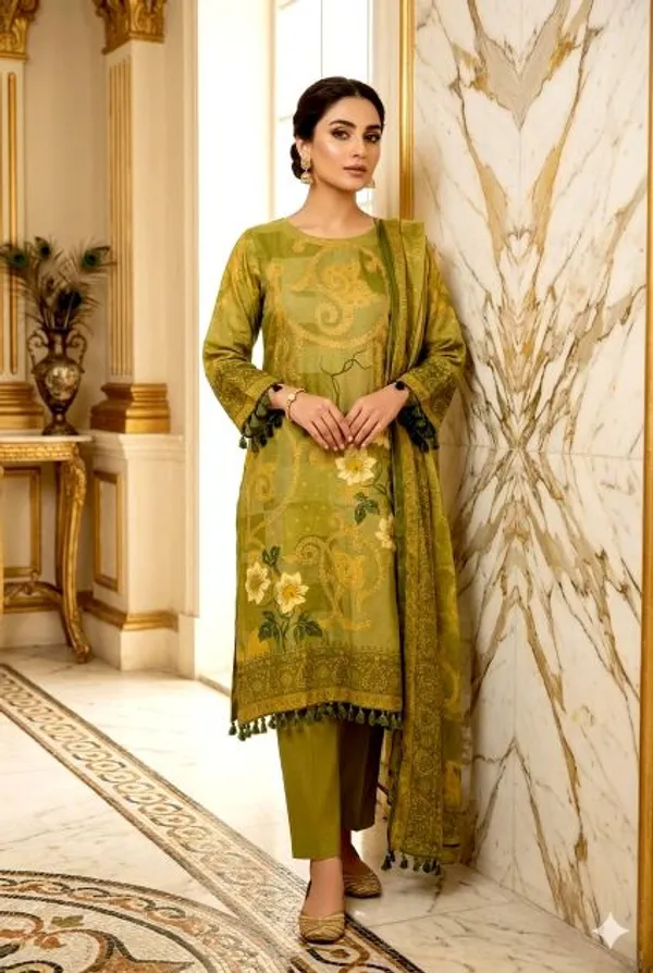 Green_Cotton_Relaxed_Kurti_With_Dupatta_For_Women