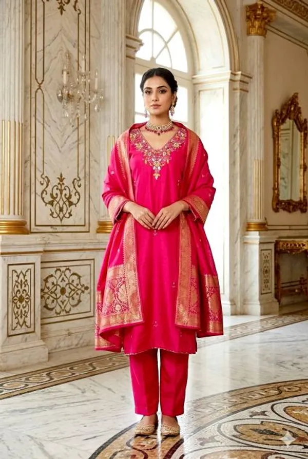 Pink_Roman_Silk_Festive_Kurti_Dupatta_For_Women