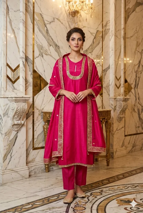 Pink_Silk_Festive_Kurti_Dupatta_For_Women
