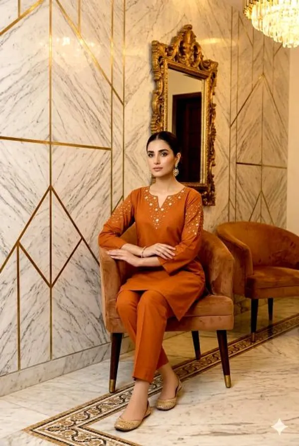 Orange_Cotton_Straight_Ethnic_Kurti_For_Women
