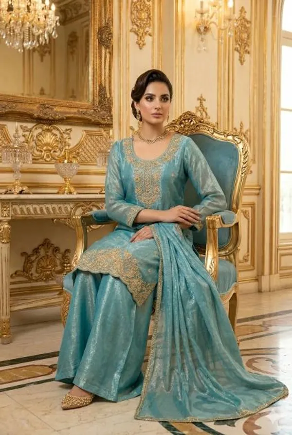 Sky_Blue_Frendy_Embellished_Kurti_For_Women