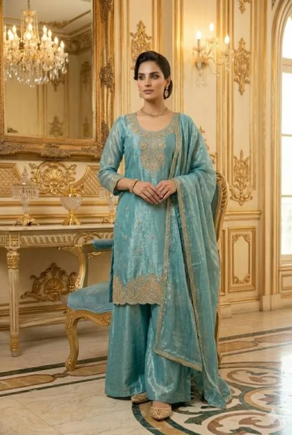 Sky_Blue_Frendy_Embellished_Kurti_For_Women