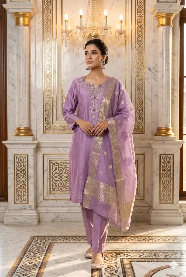 Light_Purple_Roman_Silk_Embroidered_Kurti_For_Women