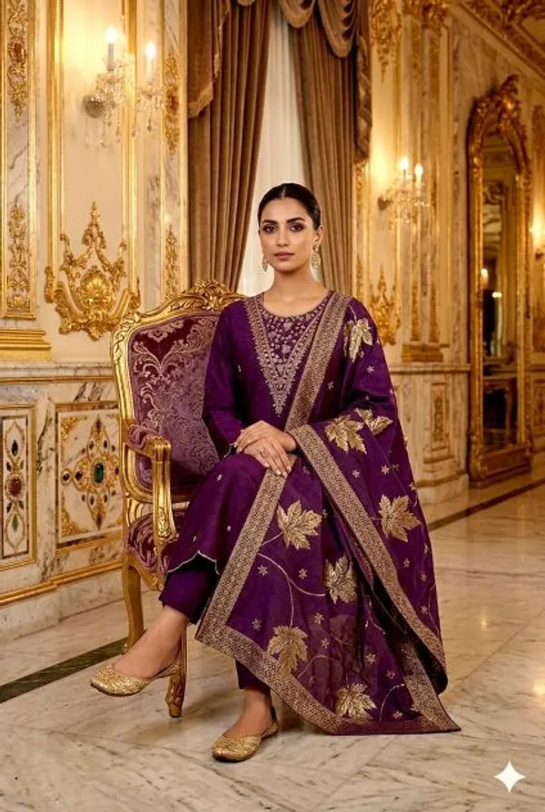 Purple_Chanderi_Ethnic_Kurti_Dupatta_For_Women