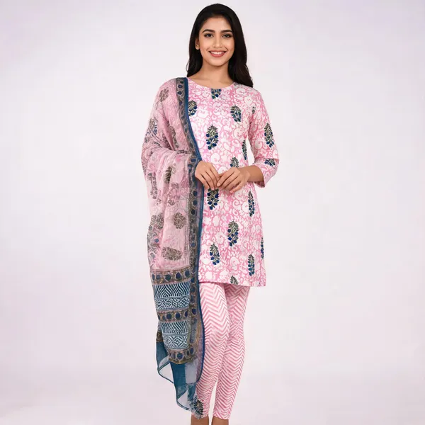 Unstiched_Multicolor_Soft_Cotton_Unstiched_Kurti_Set_With_Duppatta_For_Women
