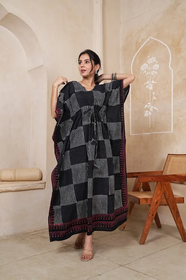 Black_Soft_Cotton_Kaftan_Dress_For_Women