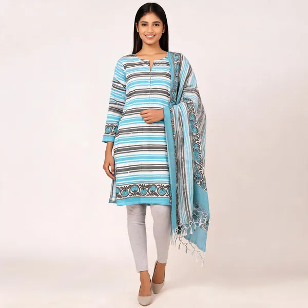 Unstiched_Multicolor_Soft_Cotton_Unstiched_Kurti_Set_With_Duppatta_For_Women