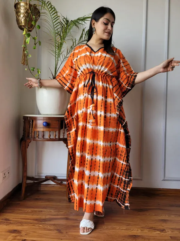 Orange_Soft_Cotton_Kaftan_Dress_For_Women