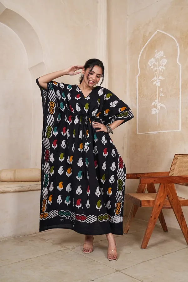 Black_Soft_Cotton_Kaftan_Dress_For_Women