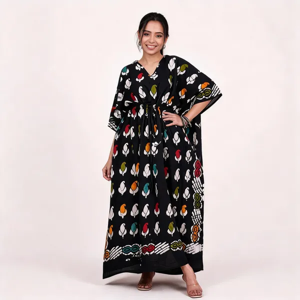 Black_Soft_Cotton_Kaftan_Dress_For_Women
