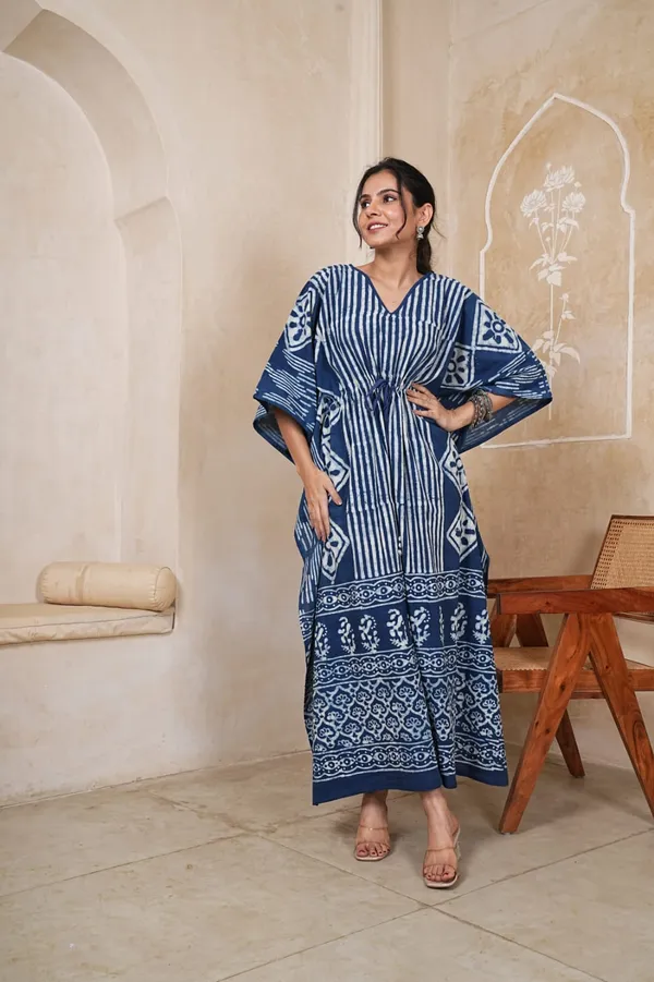 Navy_Blue_Soft_Cotton_Kaftan_Dress_For_Women