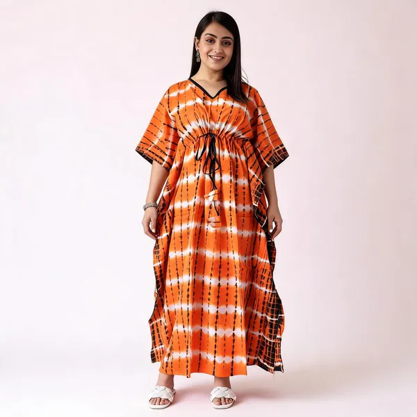 Orange_Soft_Cotton_Kaftan_Dress_For_Women