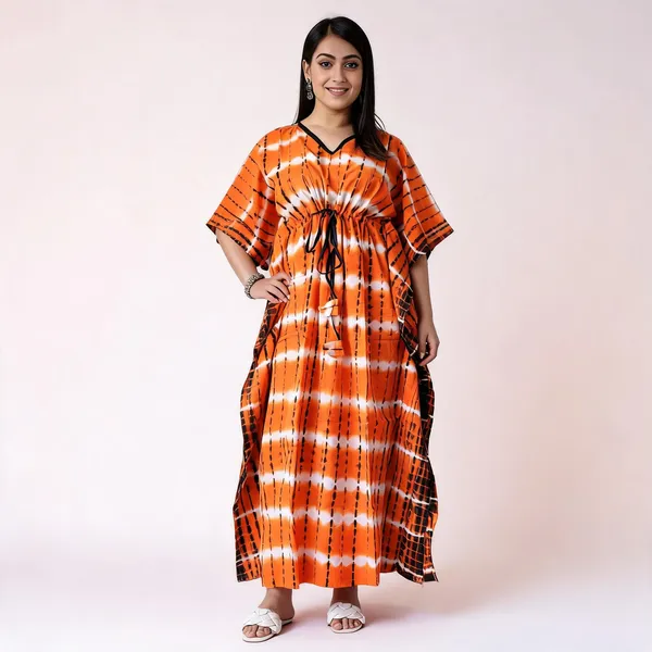 Orange_Soft_Cotton_Kaftan_Dress_For_Women