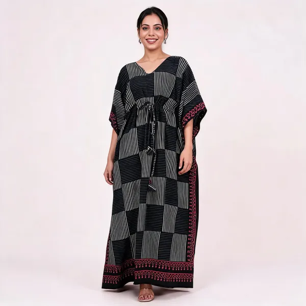 Black_Soft_Cotton_Kaftan_Dress_For_Women