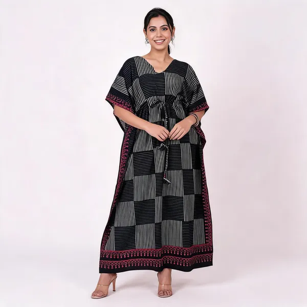 Black_Soft_Cotton_Kaftan_Dress_For_Women