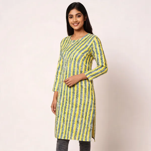 Unstiched_Yellow_And_Grey_Soft_Cotton_Unstiched_Kurti_For_Women