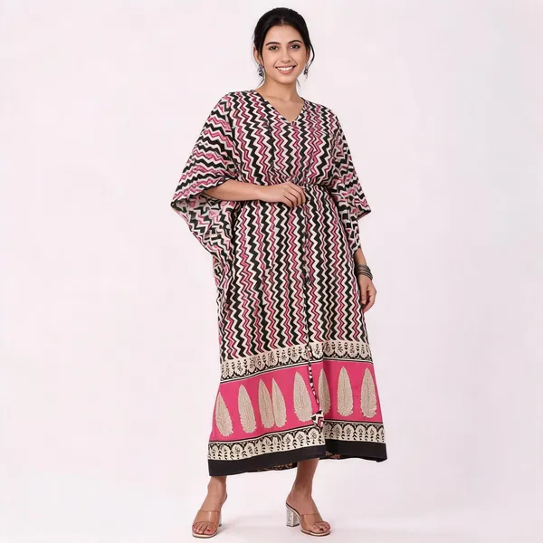 Multicolor_Soft_Cotton_Kaftan_Dress_For_Women
