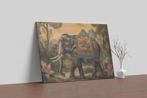 The_Golden_March_Auspicious_Decorated_Elephant_Print_Art