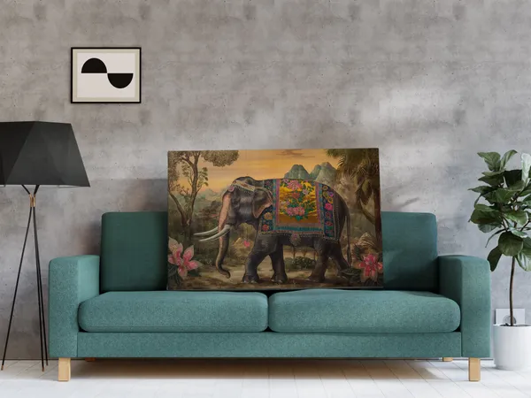 The_Golden_March_Auspicious_Decorated_Elephant_Print_Art