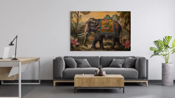 The_Golden_March_Auspicious_Decorated_Elephant_Print_Art