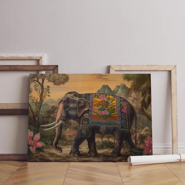 The_Golden_March_Auspicious_Decorated_Elephant_Print_Art