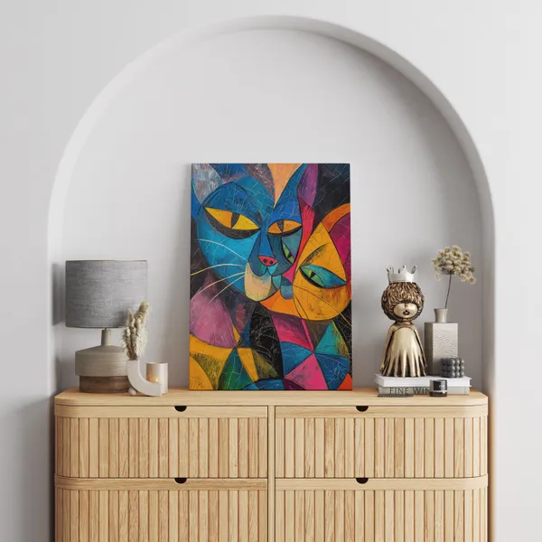 Vivid_Abstract_Cubist_Painting_Of_Two_Cats_In_A_Loving_Kiss_Wall_Art