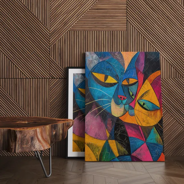 Vivid_Abstract_Cubist_Painting_Of_Two_Cats_In_A_Loving_Kiss_Wall_Art