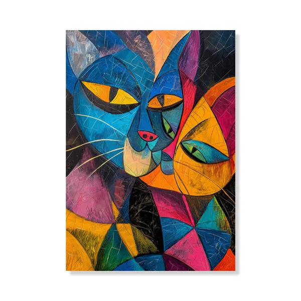 Vivid_Abstract_Cubist_Painting_Of_Two_Cats_In_A_Loving_Kiss_Wall_Art