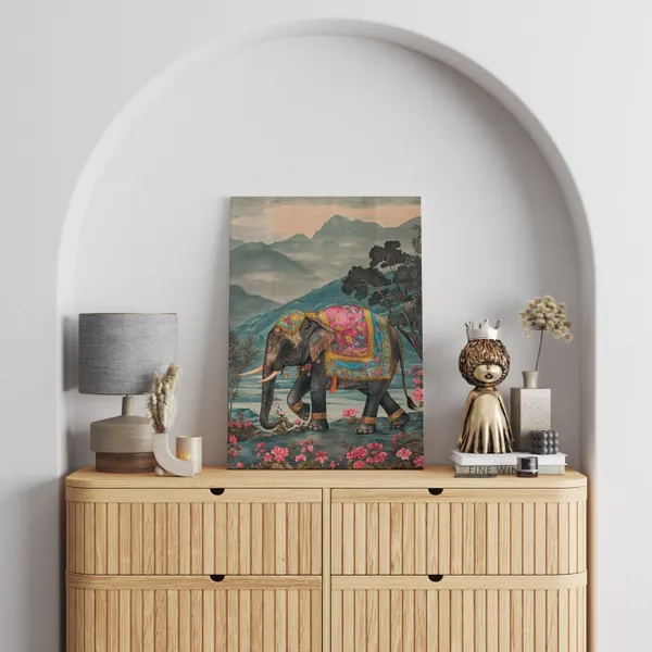 Ornamental_Royal_Elephant_In_A_Floral_Landscape_Traditional_Indian_Art