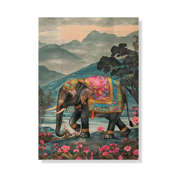 Ornamental_Royal_Elephant_In_A_Floral_Landscape_Traditional_Indian_Art