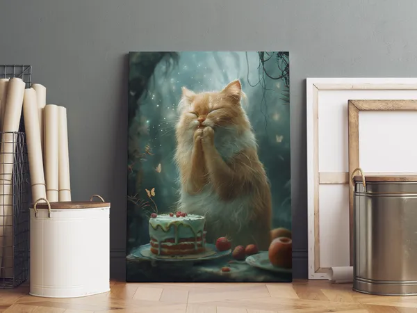 Fantasy_Praying_Cat_Canvas_Wall_Art
