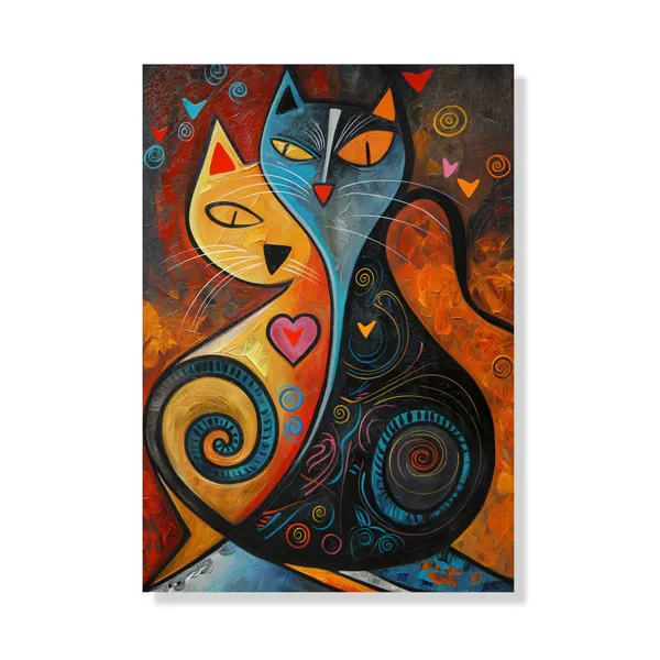 Abstract_Colorful_Cat_Couple_Canvas_Art