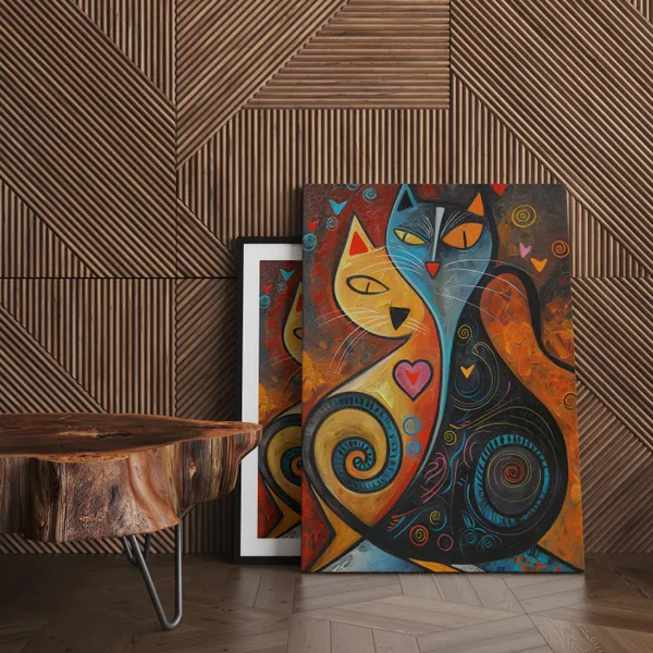 Abstract_Colorful_Cat_Couple_Canvas_Art