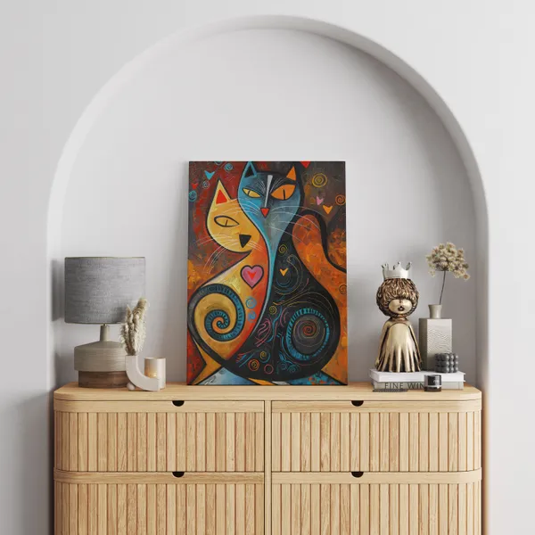 Abstract_Colorful_Cat_Couple_Canvas_Art