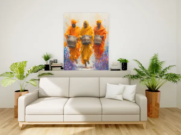 Indian_Spiritual_Drummers_Watercolor_Canvas_Art