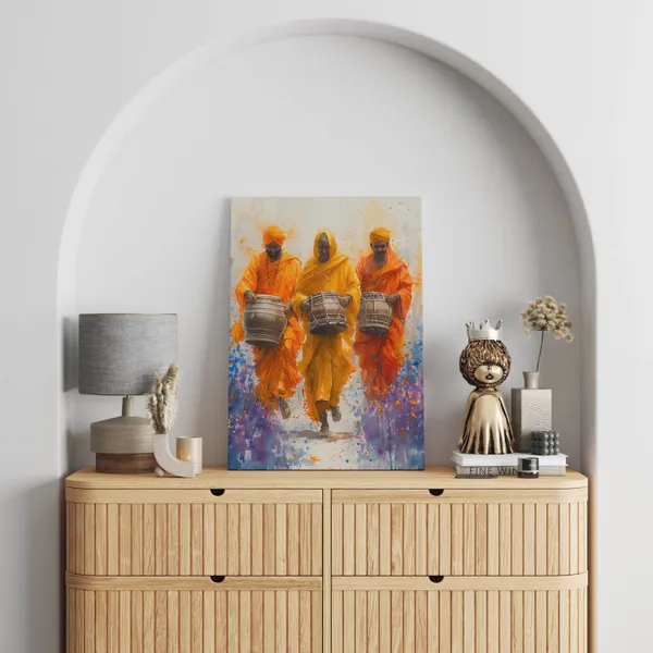 Indian_Spiritual_Drummers_Watercolor_Canvas_Art