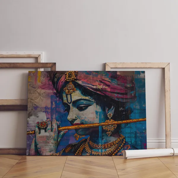 Abstract_Krishna_Flute_Canvas_Art
